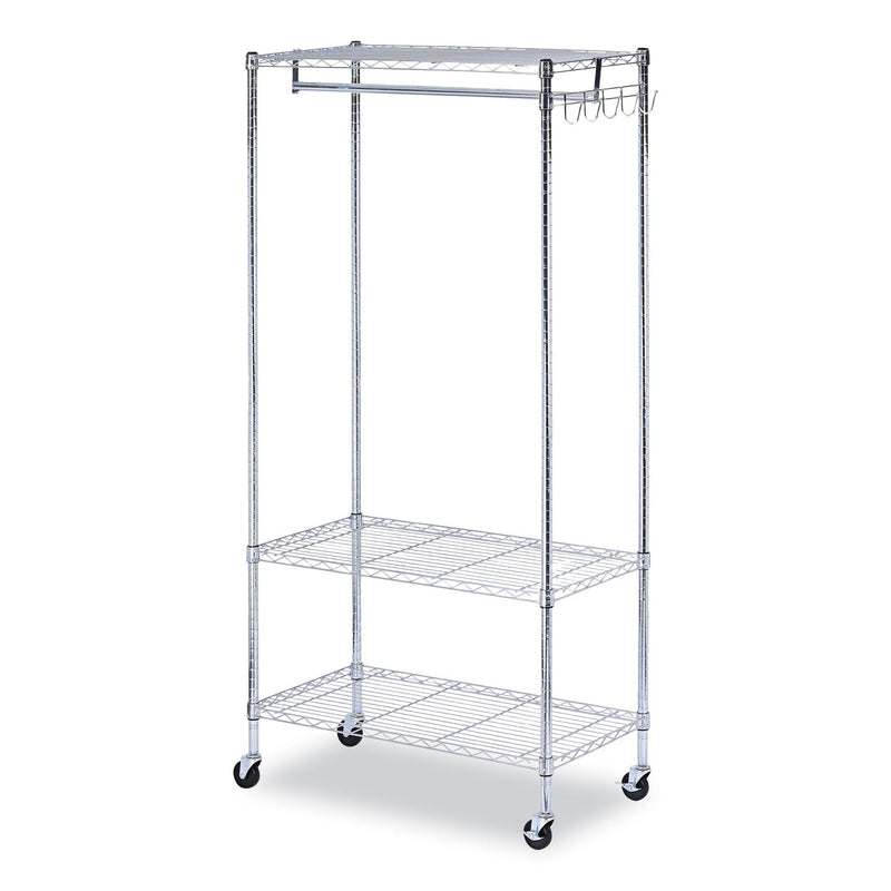 Alera Wire Shelving Garment Rack, 30 Garments, 36w x 18d x 75h, Silver