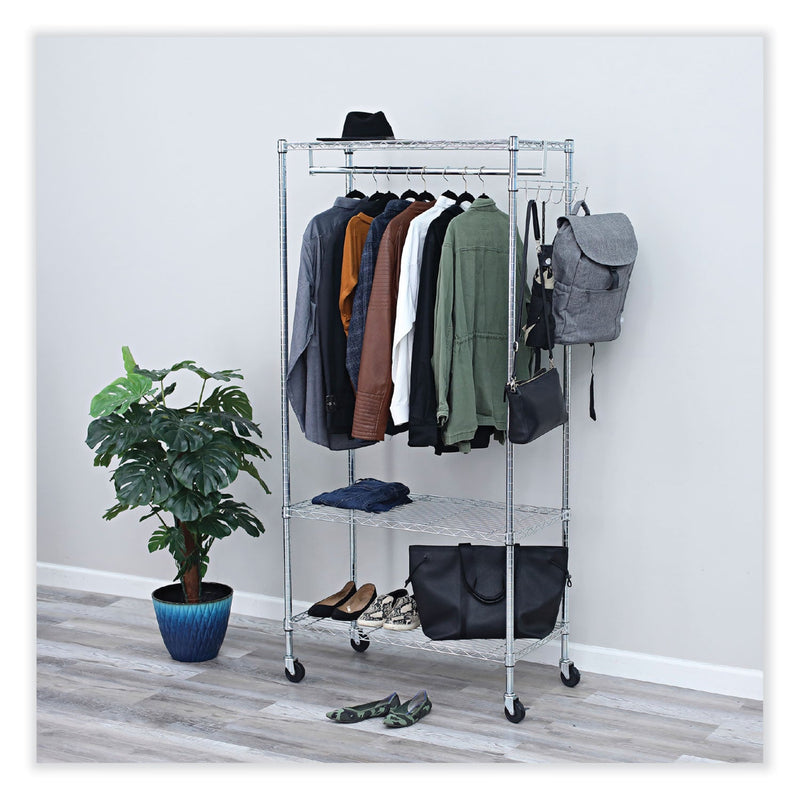 Alera Wire Shelving Garment Rack, 30 Garments, 36w x 18d x 75h, Silver