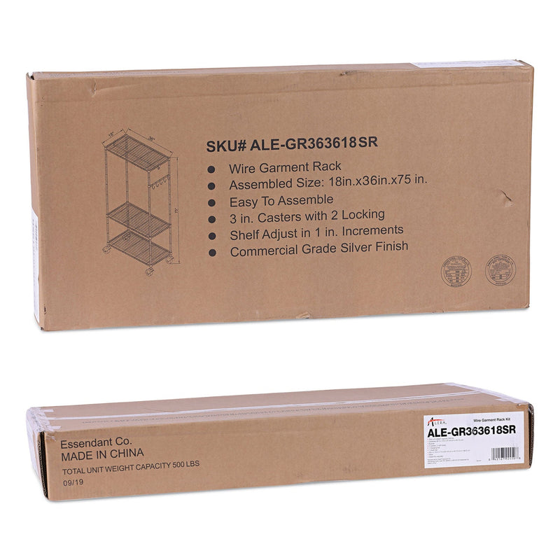 Alera Wire Shelving Garment Rack, 30 Garments, 36w x 18d x 75h, Silver