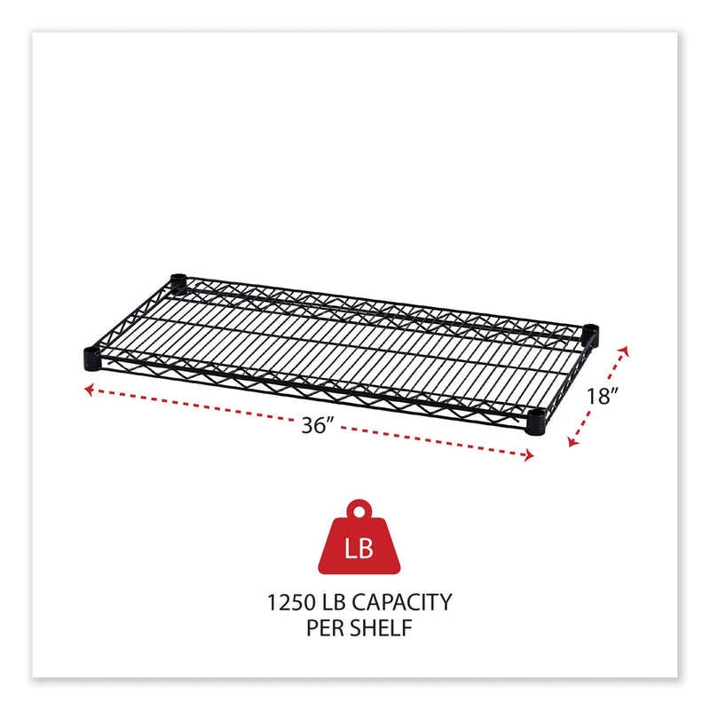 Alera Industrial Wire Shelving Extra Wire Shelves, 36w x 18d, Black, 2 Shelves/Carton
