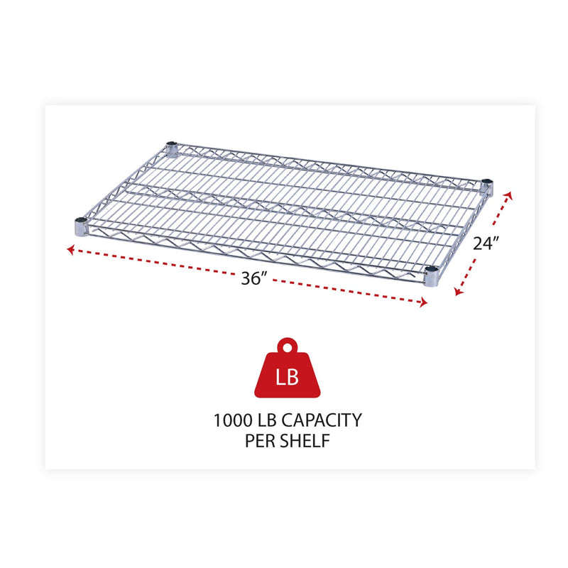 Alera Industrial Wire Shelving Extra Wire Shelves, 36w x 24d, Silver, 2 Shelves/Carton
