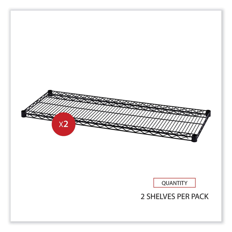 Alera Industrial Wire Shelving Extra Wire Shelves, 48w x 18d, Black, 2 Shelves/Carton