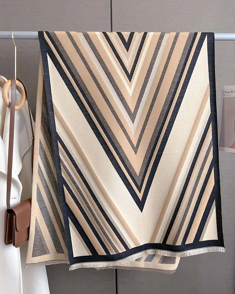 stylesilove Women Vivid Striped Cashmere Like Scarf Warm Ultra Soft Scarves Shawl Neck Wraps for All Season, 4 Colors