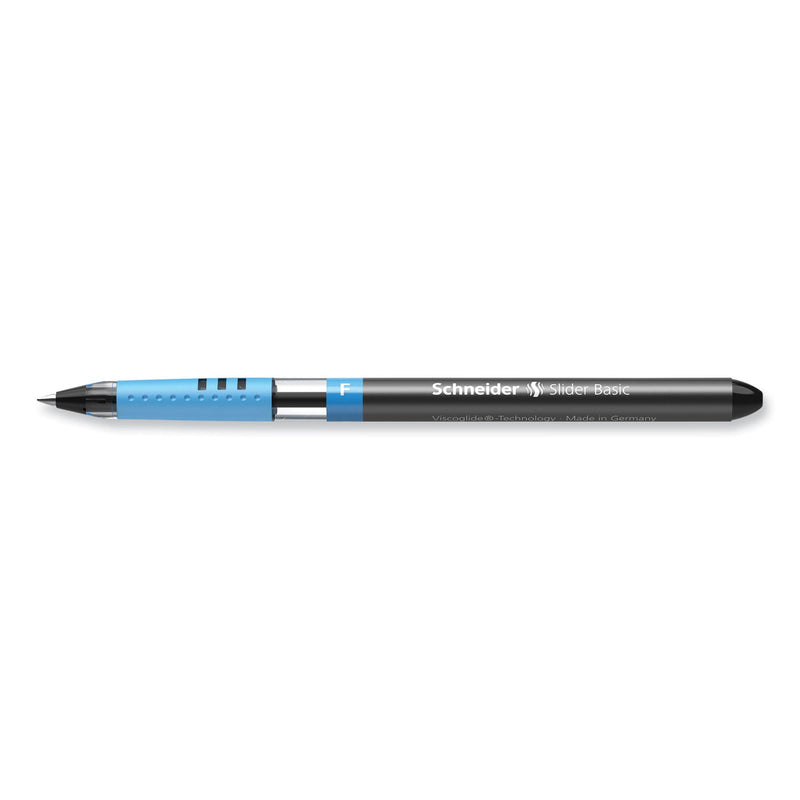 Schneider Slider Basic Ballpoint Pen, Stick, Fine 0.7 mm, Black Ink, Black Barrel, 10/Box