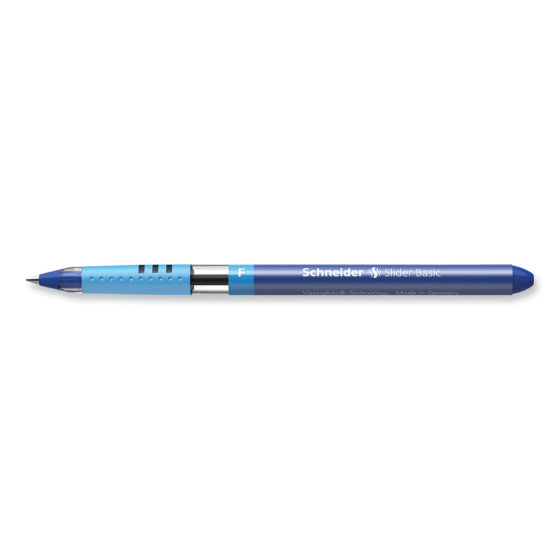 Schneider Slider Basic Ballpoint Pen, Stick, Fine 0.7 mm, Blue Ink, Blue Barrel, 10/Box