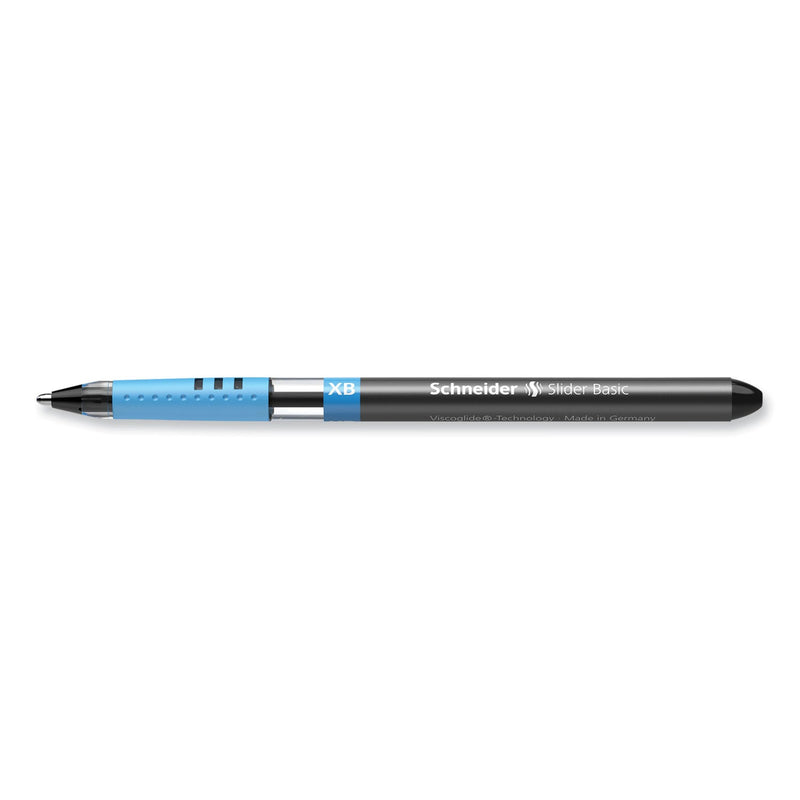 Schneider Slider Basic Ballpoint Pen, Stick, Extra-Bold 1.4 mm, Black Ink, Black Barrel, 10/Box