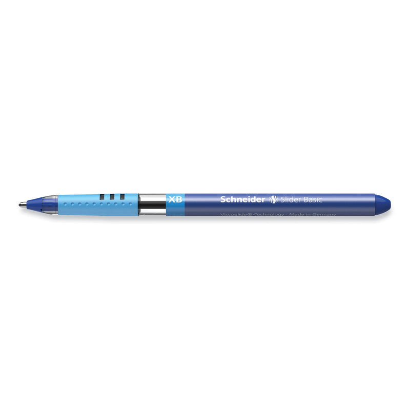 Schneider Slider Basic Ballpoint Pen, Stick, Extra-Bold 1.4 mm, Blue Ink, Blue Barrel, 10/Box