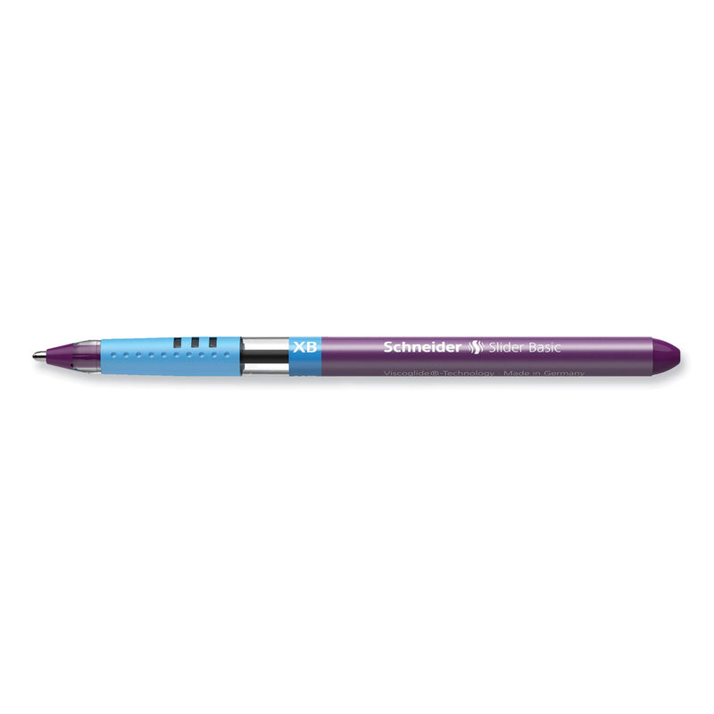 Schneider Slider Basic Ballpoint Pen, Stick, Extra-Bold 1.4 mm, Violet Ink, Violet Barrel, 10/Box