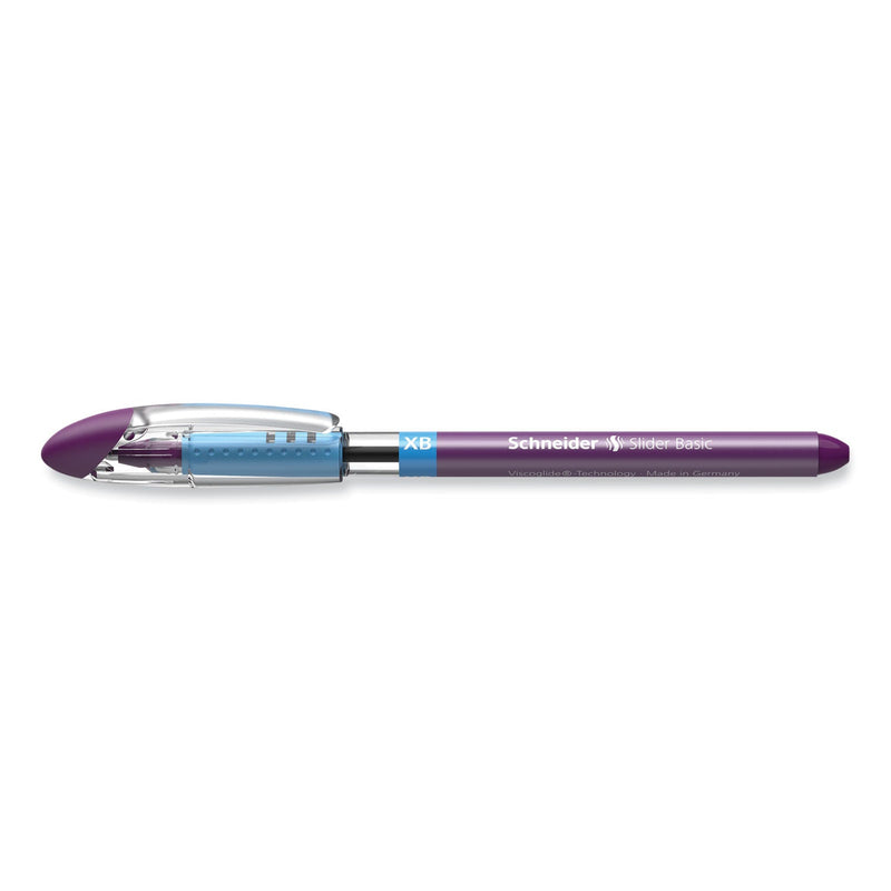 Schneider Slider Basic Ballpoint Pen, Stick, Extra-Bold 1.4 mm, Violet Ink, Violet Barrel, 10/Box