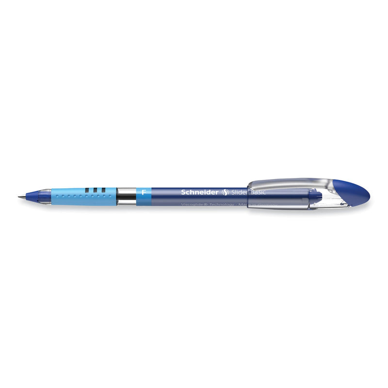 Schneider Slider Basic Ballpoint Pen, Stick, Fine 0.7 mm, Blue Ink, Blue Barrel, 10/Box