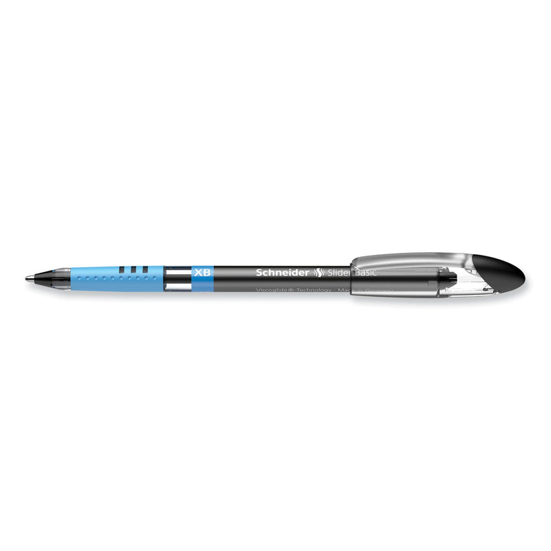 Schneider Slider Basic Ballpoint Pen, Stick, Extra-Bold 1.4 mm, Black Ink, Black Barrel, 10/Box