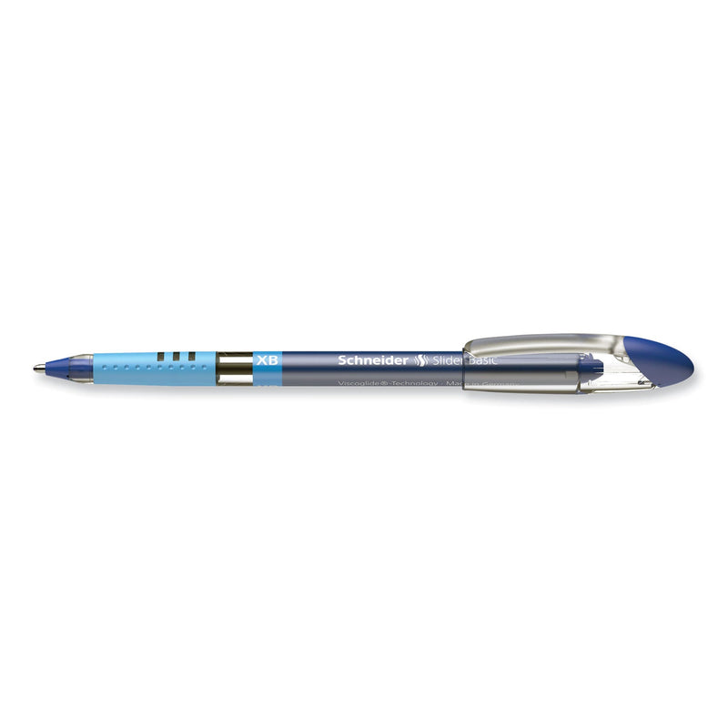 Schneider Slider Basic Ballpoint Pen, Stick, Extra-Bold 1.4 mm, Blue Ink, Blue Barrel, 10/Box