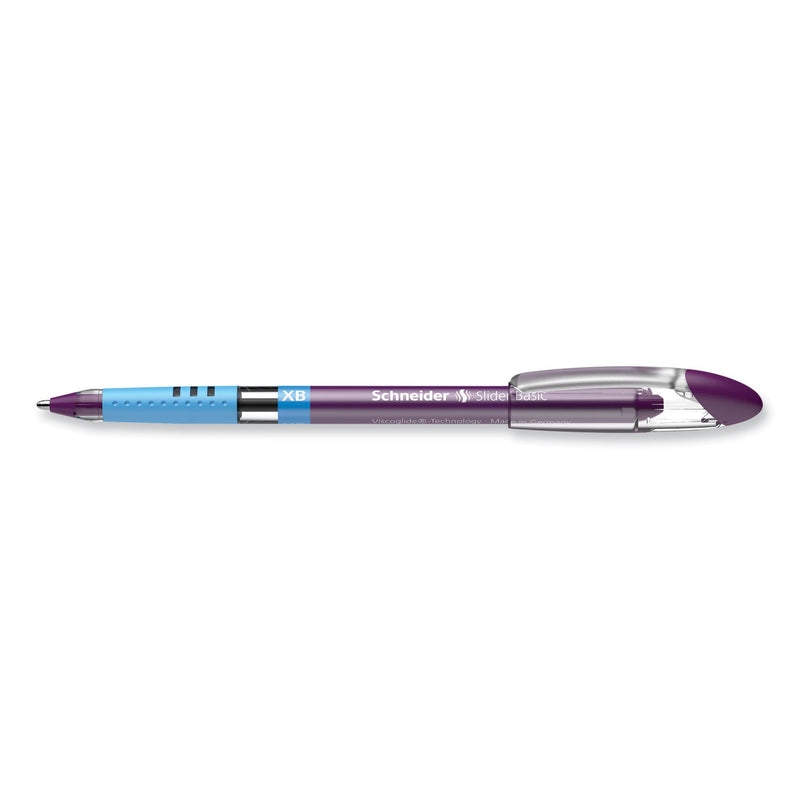 Schneider Slider Basic Ballpoint Pen, Stick, Extra-Bold 1.4 mm, Violet Ink, Violet Barrel, 10/Box