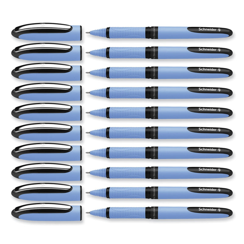 Schneider One Hybrid N Roller Ball Pen, Stick, Fine 0.5 mm, Black Ink, Blue Barrel, 10/Box