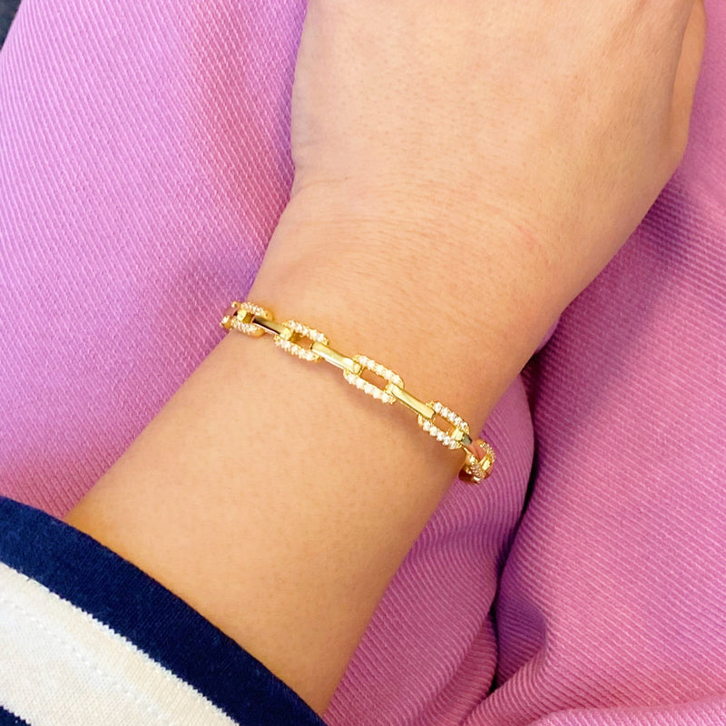 Alternatively Linked Open Bangle Bracelet
