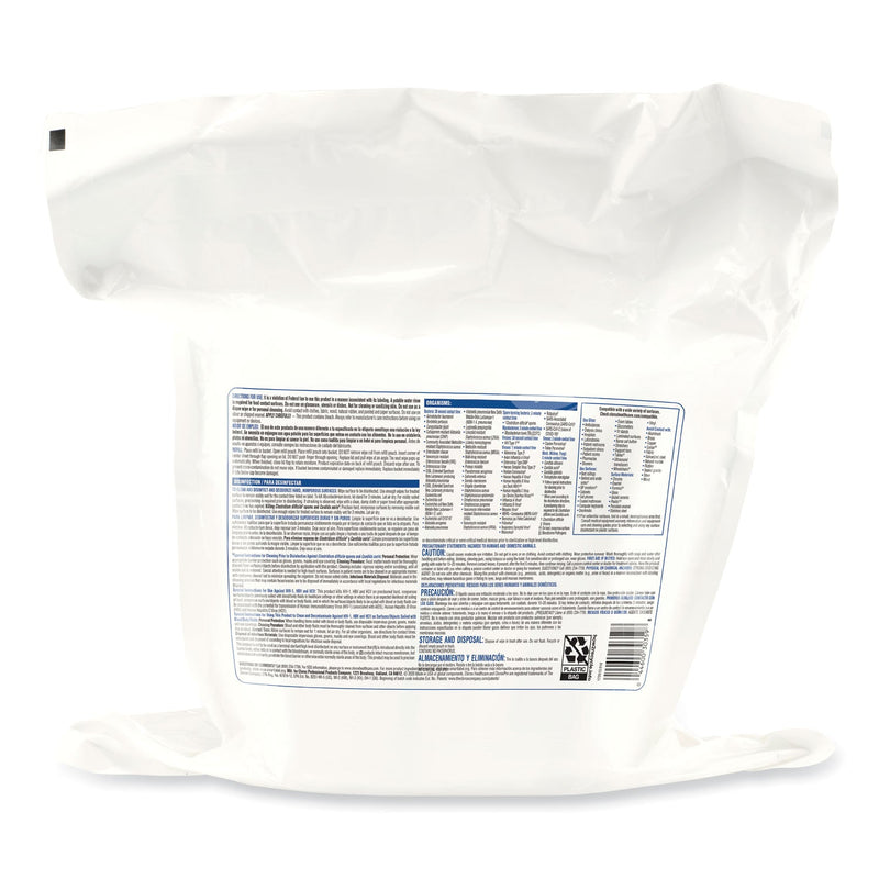 Clorox Bleach Germicidal Wipes, 12 x 12, Unscented, 110/Refill, 2/Carton
