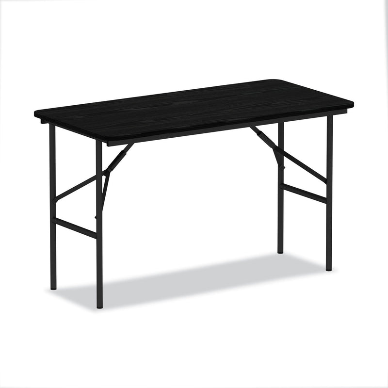 Alera Wood Folding Table, Rectangular, 48w x 23.88d x 29h, Black