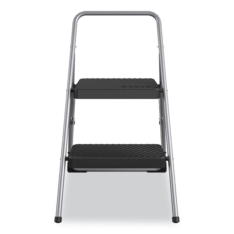 Cosco 2-Step Folding Steel Step Stool, 200 lb Capacity, 28.13" Working Height, Cool Gray