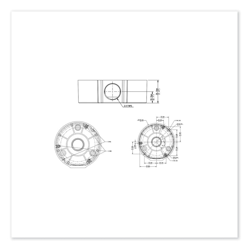 Gyration Fixed Dome Junction Box, 4.28 x 4.28 x 1.42, White