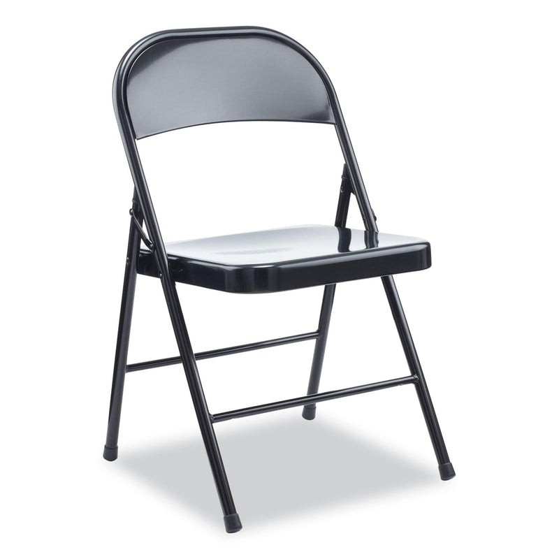 Alera Armless Steel Folding Chair, Supports Up to 275 lb, Black, 4/Carton