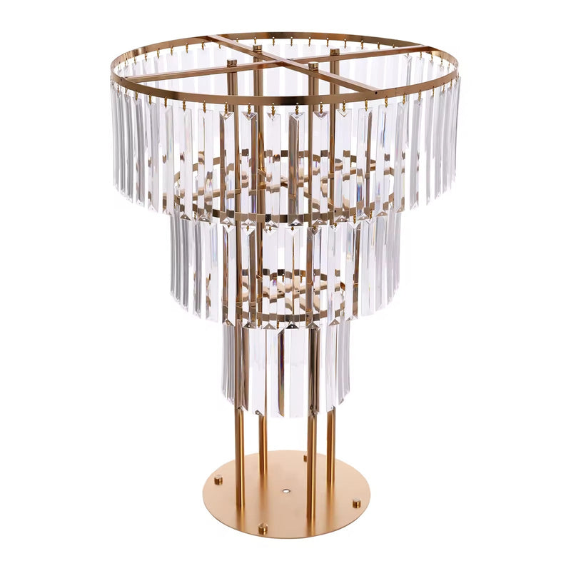 Luxe Wedding Party Centerpiece - 35 Inch Gold Crystal Stand