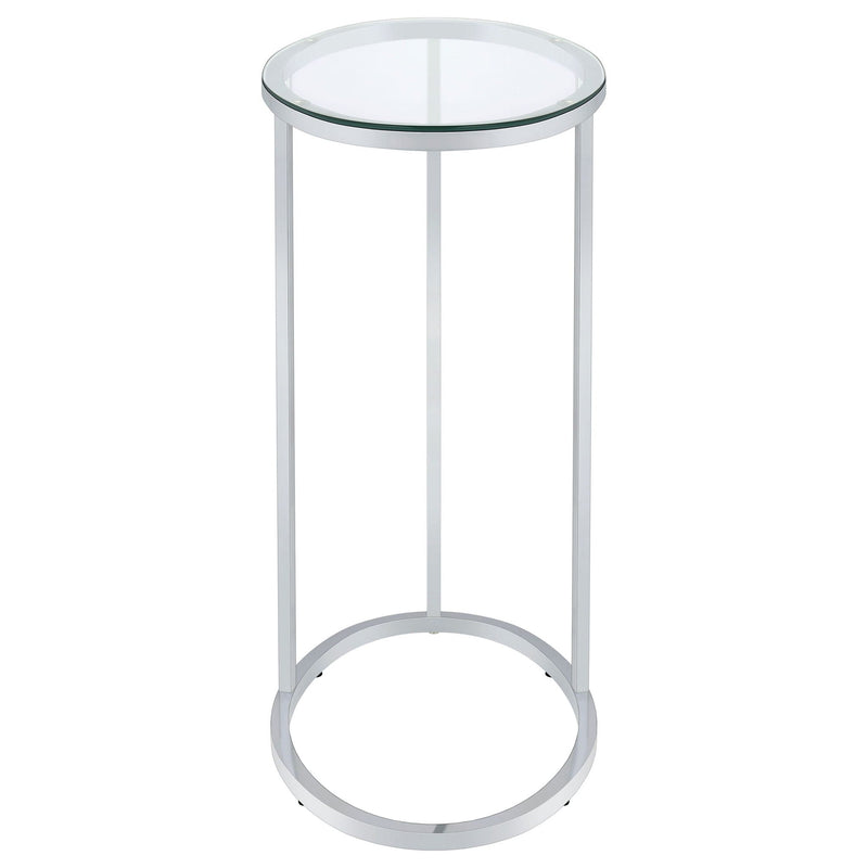 Kyle Oval Glass Top C-Shaped Sofa Side Table Chrome