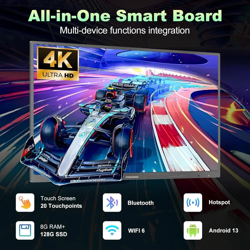 REHISK COOLHOOD 65" 4K Smart Whiteboard (Touchscreen, Android 13, Wireless Sharing, App Ecosystem)