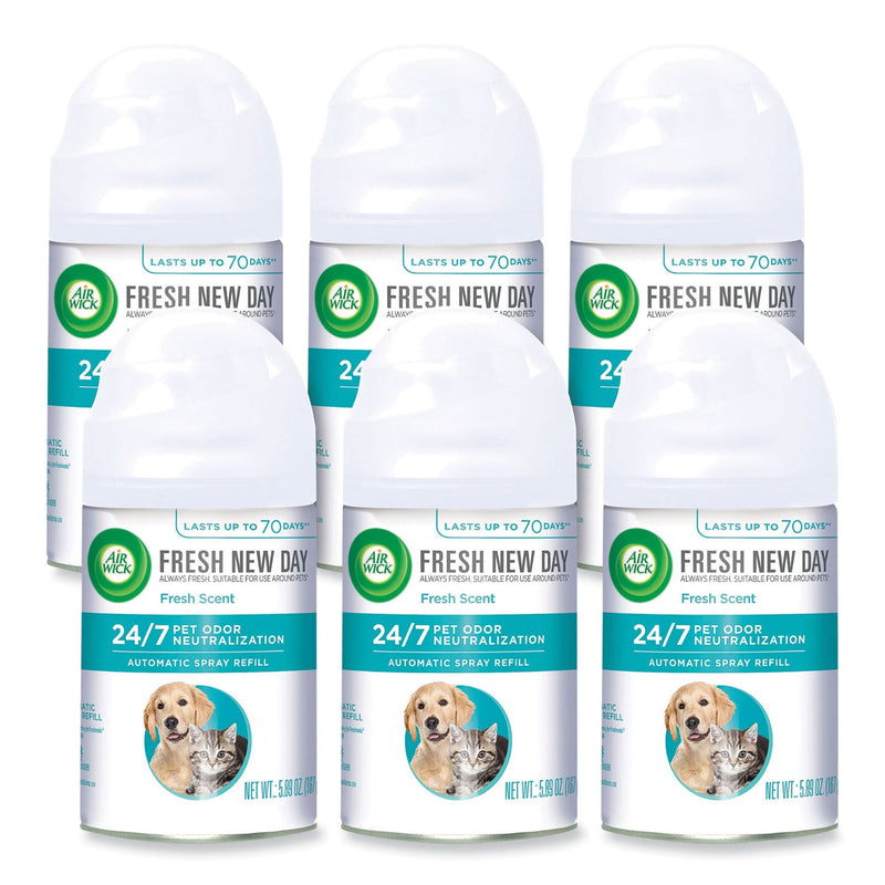 Air Wick Pet Odor Neutralization Automatic Spray Refill, Fresh Scent, 5.89 oz Aerosol Spray, 6/Carton