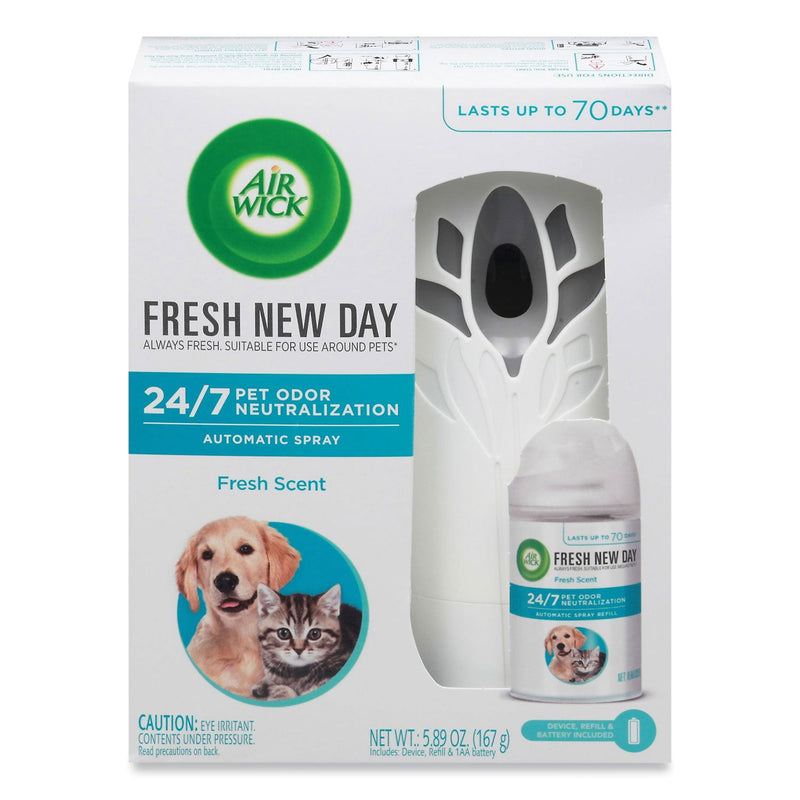 Air Wick Pet Odor Neutralization Automatic Spray Starter Kit, 6 x 2.25 x 7.75, White/Gray, 4/Carton