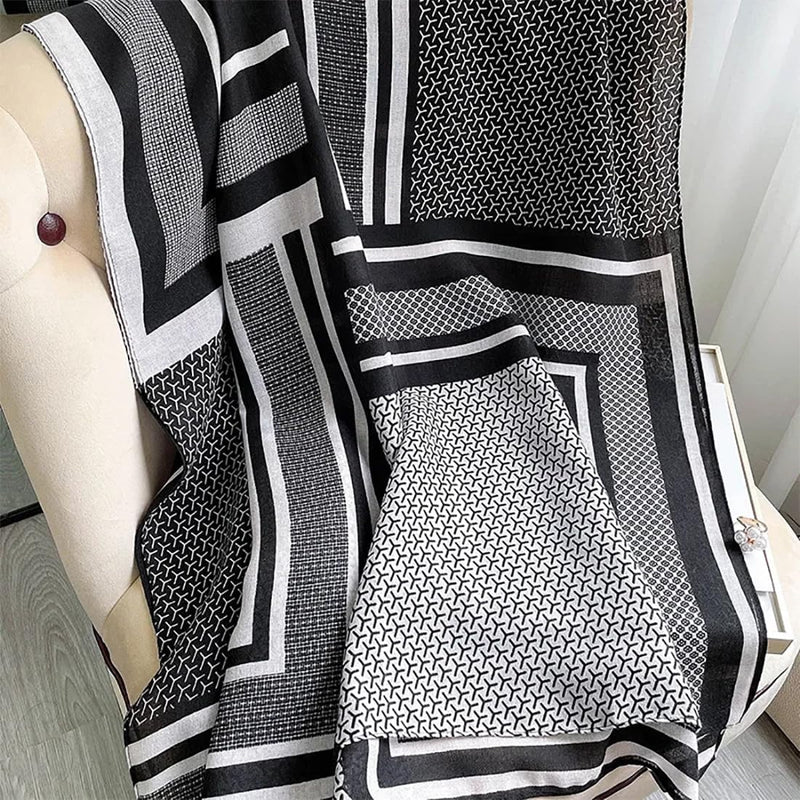 stylesilove Women Stripe Geometric Printed Lightweight Fashion Scarf Large Shawl Scarves Neck Wraps for All Season, 7 Colors
