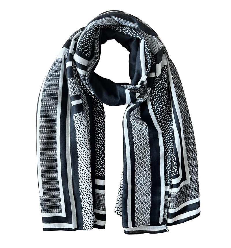 stylesilove Women Stripe Geometric Printed Lightweight Fashion Scarf Large Shawl Scarves Neck Wraps for All Season, 7 Colors