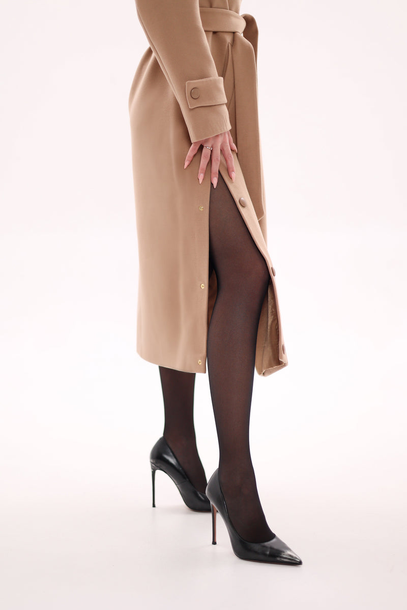 Camille Cashmere Blend Coat in Camel