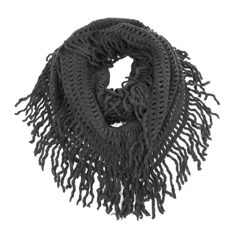 stylesilove Women Cozy Knit Tassel Infinity Loop Scarf - 8 Colors