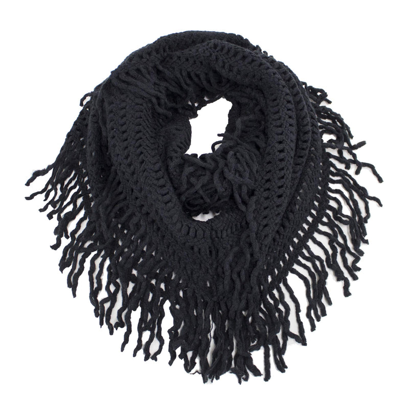 stylesilove Women Cozy Knit Tassel Infinity Loop Scarf - 8 Colors