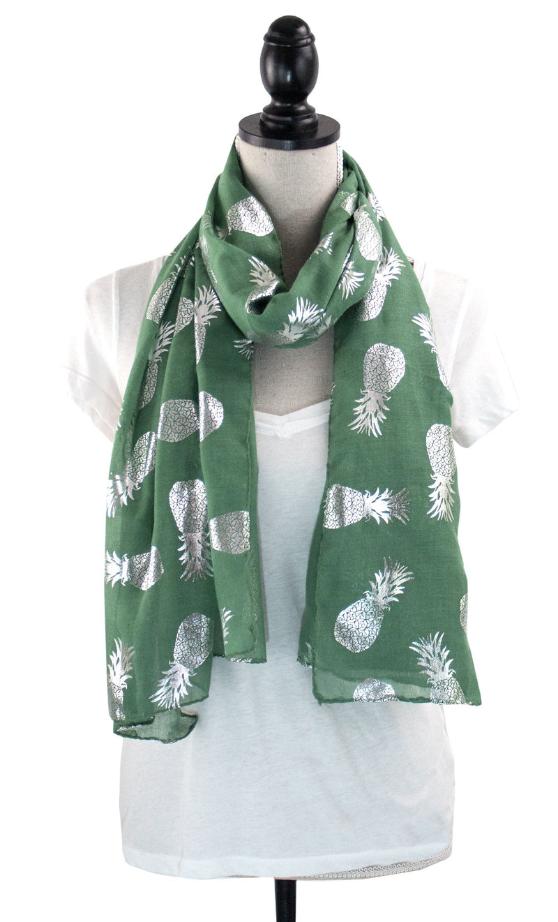 stylesilove Women Spring Summer Metallic Foil Print Lightweight Cotton Scarf Wrap Beach Shawl