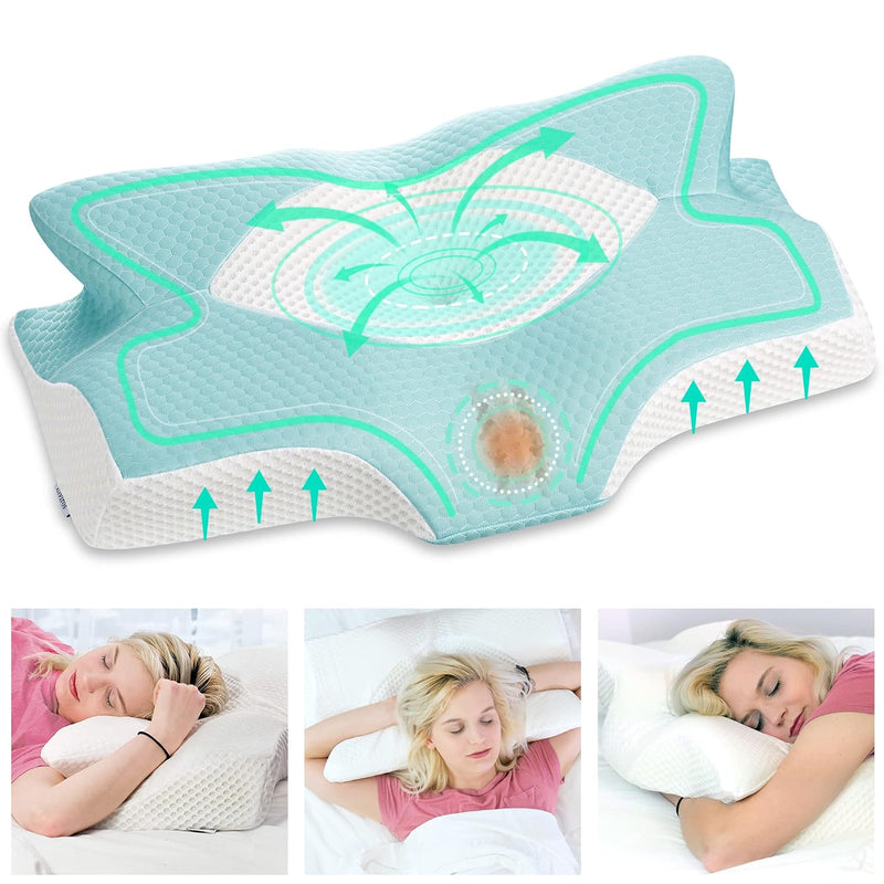 Memory Foam Neck Pillow – Ergonomic Support for Side and Back Sleepers