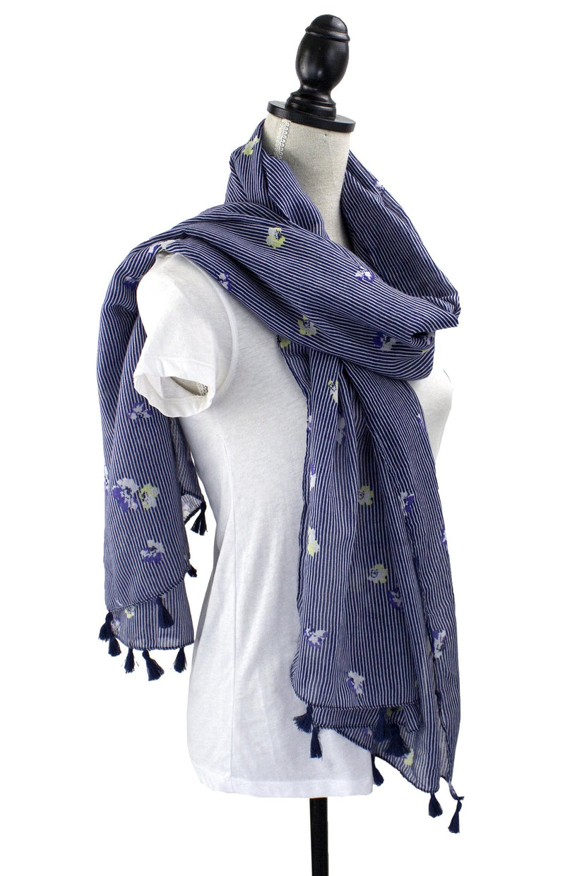 stylesilove Women Cozy Tassels Oblong Cotton Scarf Lightweight Shawls Wrap