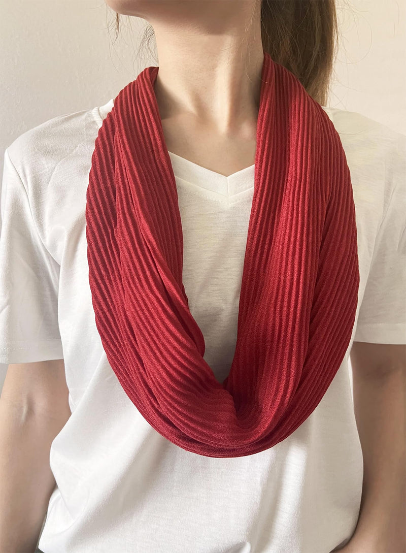 stylesilove Women Crinkle Pleated Square Scarf Solid Color Neckerchief Soft Bandana Small Shawl Neck Wraps for All Season