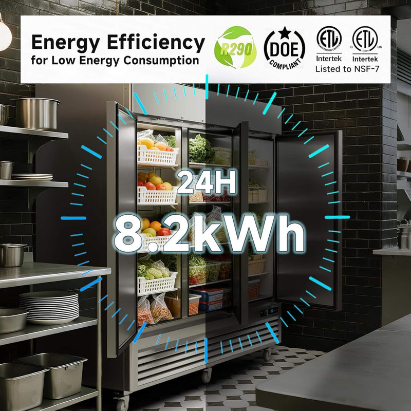 82-Inch Commercial 72 Cu.Ft 3-Door WiFi Refrigerator With Smart App Control (SAK58320)