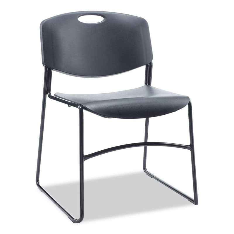 Alera Resin Stacking Chair, Supports Up to 275 lb, Black Seat/Back, Black Base, 4/Carton