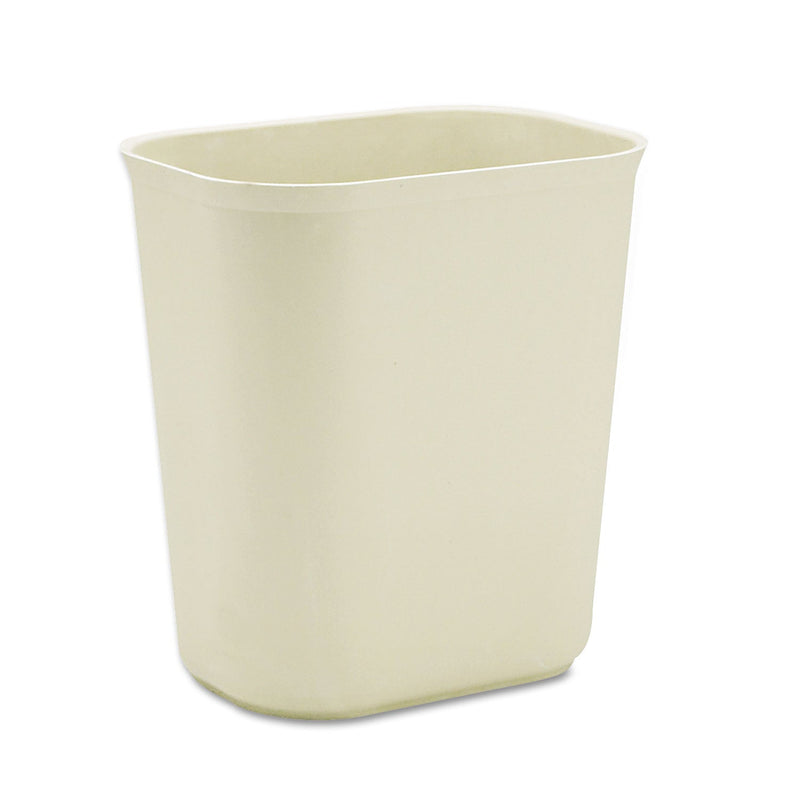 Rubbermaid Fire-Resistant Wastebasket, Rectangular, Fiberglass, 3.5 gal, Beige
