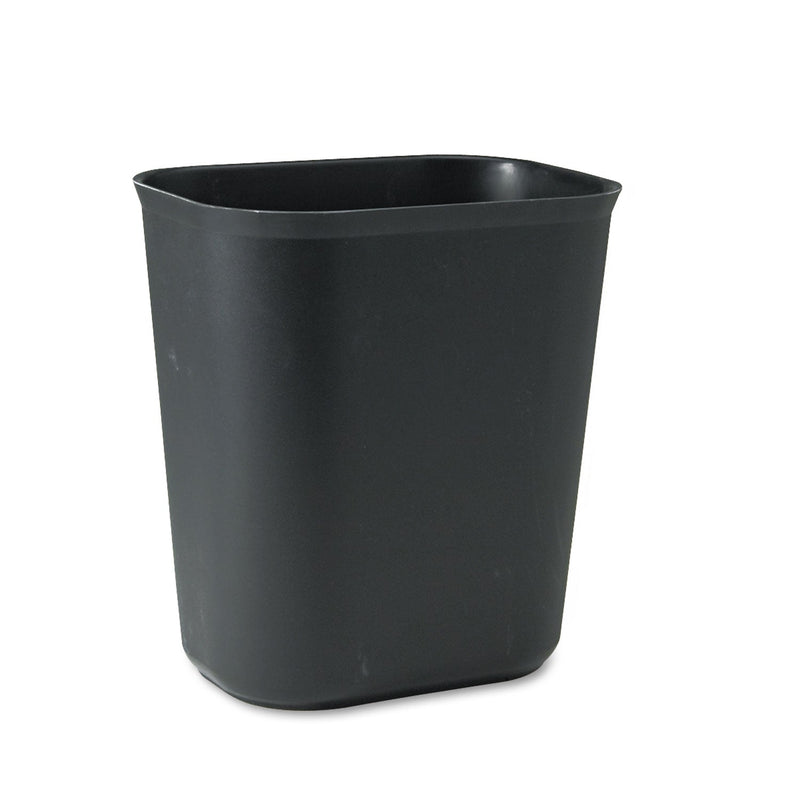 Rubbermaid Fire-Resistant Wastebasket, Rectangular, Fiberglass, 3.5 gal, Black