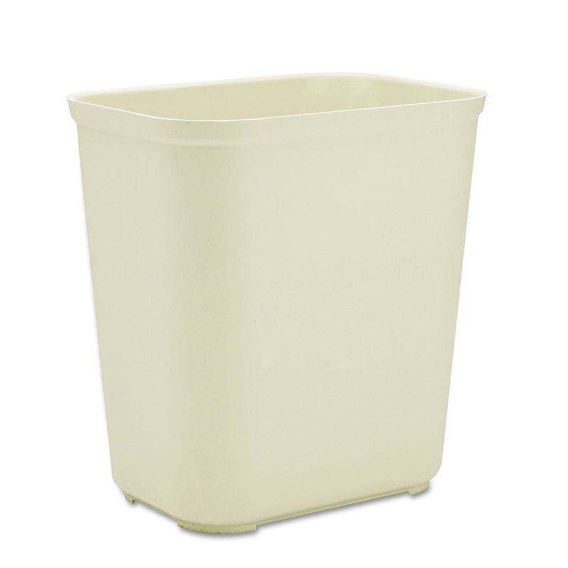 Rubbermaid Fire-Resistant Wastebasket, Rectangular, Fiberglass, 7 gal, Beige