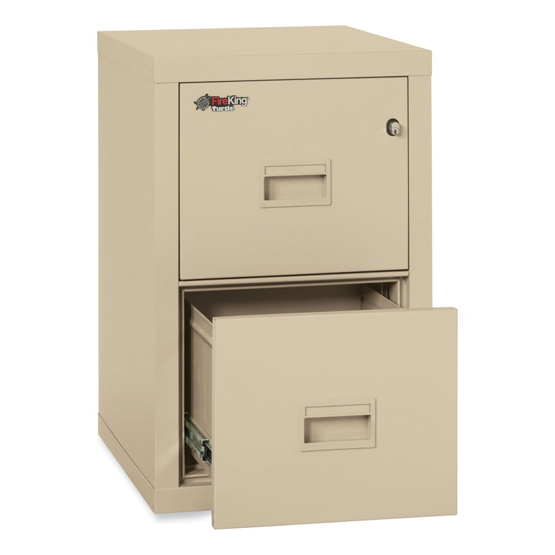 FireKing Compact Turtle Insulated Vertical File, 1-Hour Fire, 2 Legal/Letter File Drawers, Parchment, 17.75" x 22.13" x 27.75"