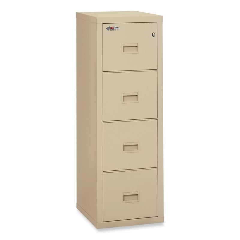 FireKing Compact Turtle Insulated Vertical File, 1-Hour Fire Protection, 4 Legal/Letter File Drawer, Parchment, 17.75 x 22.13 x 52.75