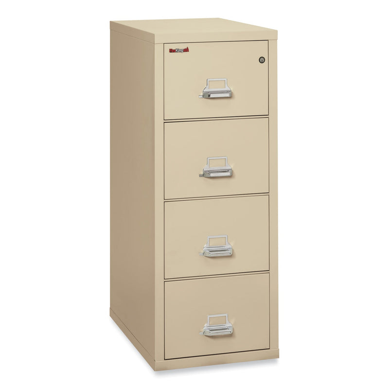 FireKing Insulated Vertical File, 1-Hour Fire Protection, 4 Legal-Size File Drawers, Parchment, 20.81" x 31.56" x 52.75"