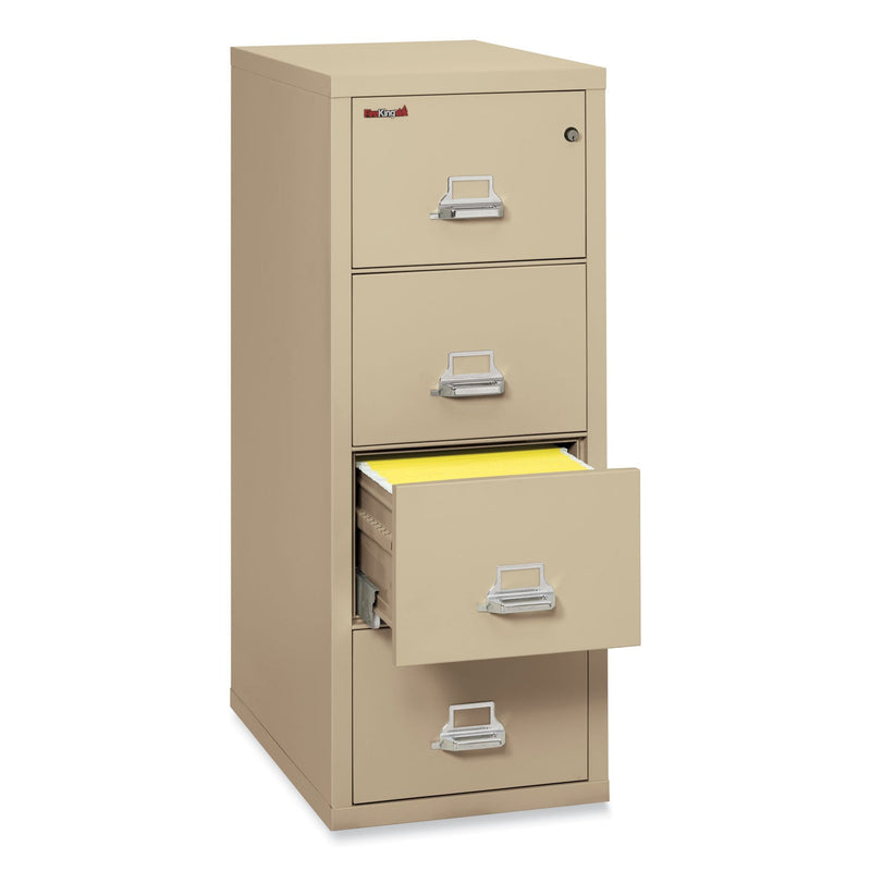 FireKing Insulated Vertical File, 1-Hour Fire Protection, 4 Legal-Size File Drawers, Parchment, 20.81" x 31.56" x 52.75"