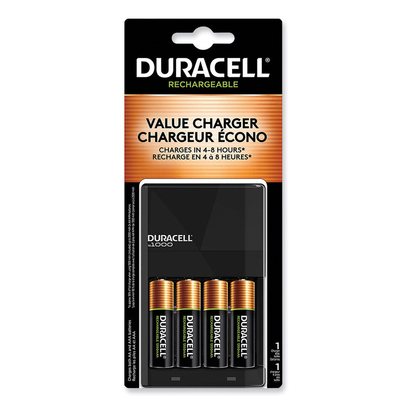 Duracell ION SPEED 1000 Advanced Charger, For AA and AAA, Includes 4 AA NiMH Batteries