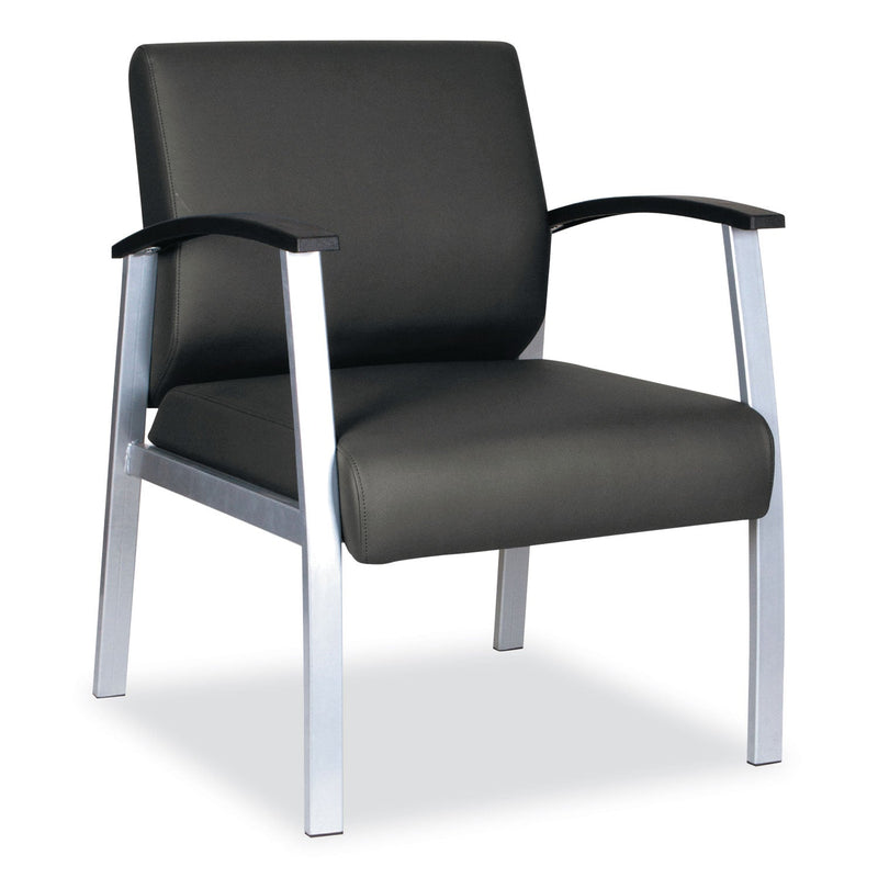 Alera metaLounge Series Mid-Back Guest Chair, 24.6" x 26.96" x 33.46", Black Seat/Back, Silver Base