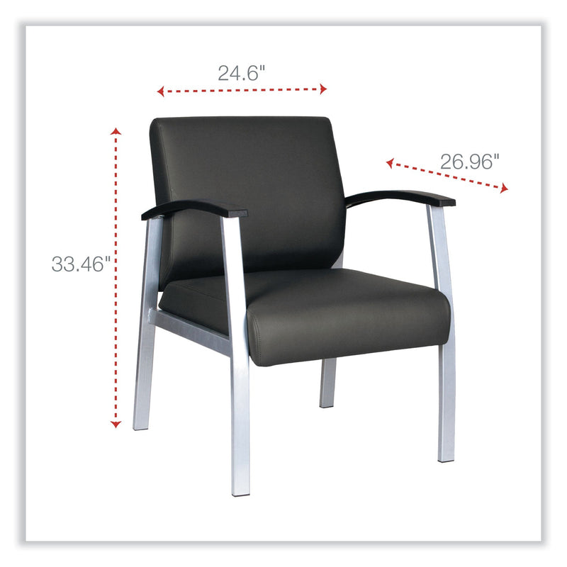 Alera metaLounge Series Mid-Back Guest Chair, 24.6" x 26.96" x 33.46", Black Seat/Back, Silver Base